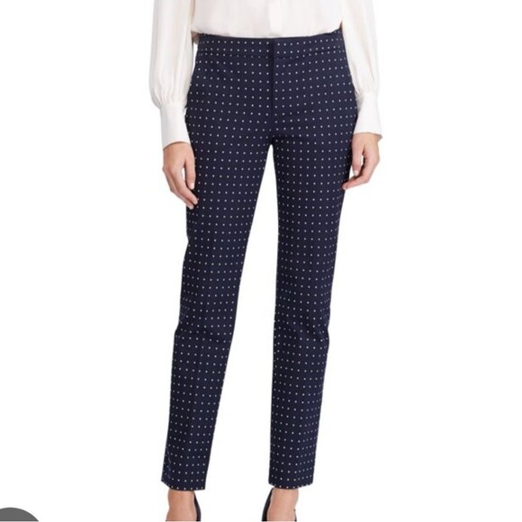 Lauren Ralph Lauren navy blue pants w/ taupe polka dots, 98% cotton, 6 - Picture 7 of 11